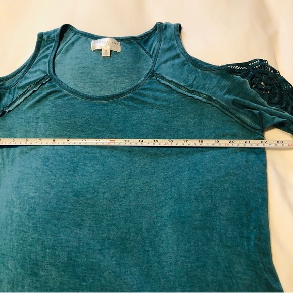 Harper Zoe Plus 1X Teal Green Cold Shoulder Long Sleeve Lace Insert - Picture 9 of 12